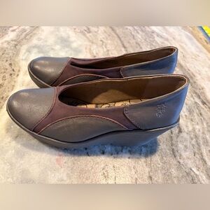 Fly London Yani Wedge Women's Shoe Size 38 Leather/suede Brown/ Burgundy